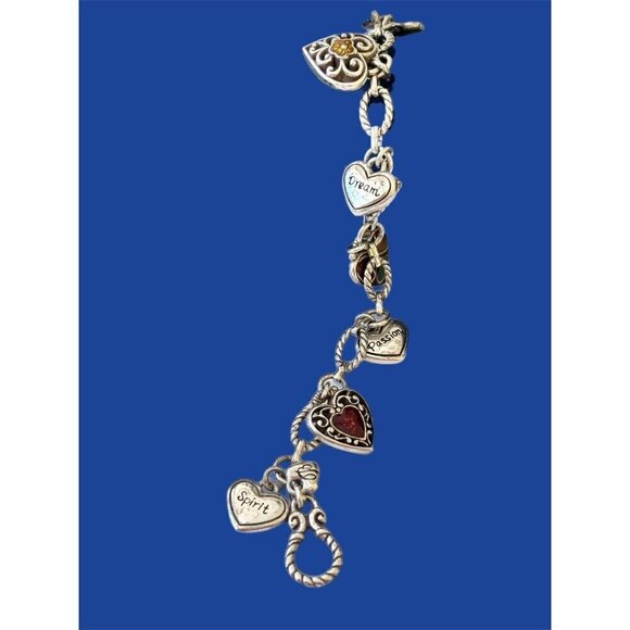 Brighton 2005 Go Red Dream Laugh Passion Spirit Bracelet silver plated hearts - Picture 4 of 9